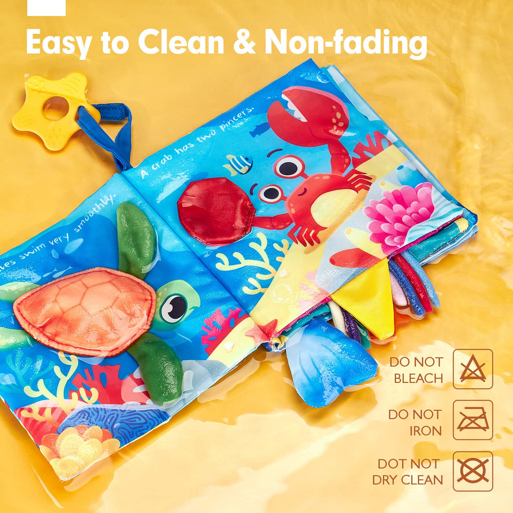 Baby Books 0-6 Months - 2 PCS Sensory Montessori Toys for Babies 0-6 Months with Crinkle Squeaky Sounds, Mirrors, Teethers - Soft Cloth Tummy Time Book Newborn Infant Toys