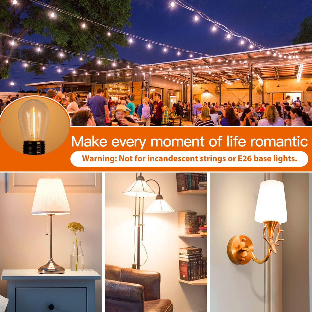addlon LED Replacement Bulbs 1W S14 4 Pack Waterproof E17 Screw Base for Outdoor LED String Lights Shatterproof