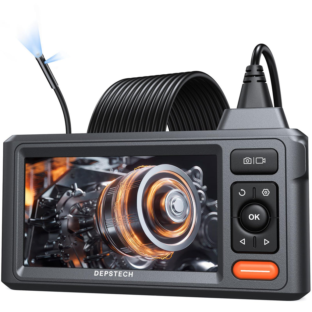 Dual-Lens Endoscope Camera with Light, DEPSTECH 1080P HD Borescope with 5" IPS Screen, 16.5FT Flexible Sewer Plumbing Snake Camera, Cool Gadgets for Men, Women