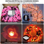 7.55FT 144LED Pink Cherry Blossom Tree Branch Lights for Wall Battery Box