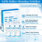 0.9% Saline Cleaning Solution, Normal Solution, Ready-to-Use for Daily Cleaning, Household Use, 100ml Each, 3 per Box, 300ml /10.56 FL OZ
