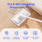 KZKR Mini Wet & Dry Sweeping Mop Touchless Disposable Mop Convenient Flat Dust Removal Multi-Surface Cleaning for Hardwood and Tile Floors, 1 Second Installation (Grey,White,2 Pack)