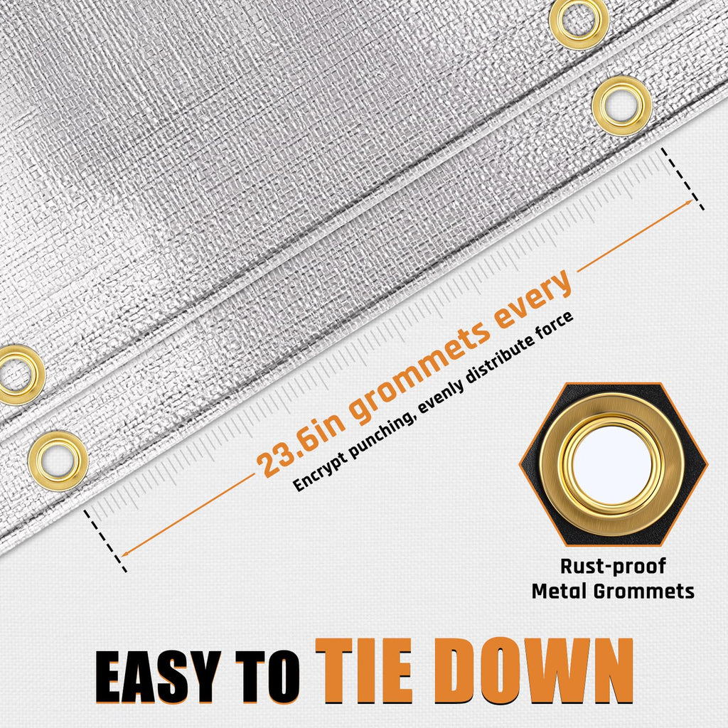 12x20FT Waterproof Tarp, Yumatum 16 Mil Heavy Duty Tarps with Reinforced Edges/Brass Grommets, 100% UV Blocking/Tear Resistant Poly Tarp for Camping, Patio, Tent, Boat(Silver/Black)