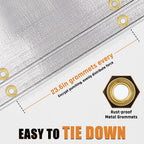 12x20FT Waterproof Tarp, Yumatum 16 Mil Heavy Duty Tarps with Reinforced Edges/Brass Grommets, 100% UV Blocking/Tear Resistant Poly Tarp for Camping, Patio, Tent, Boat(Silver/Black)