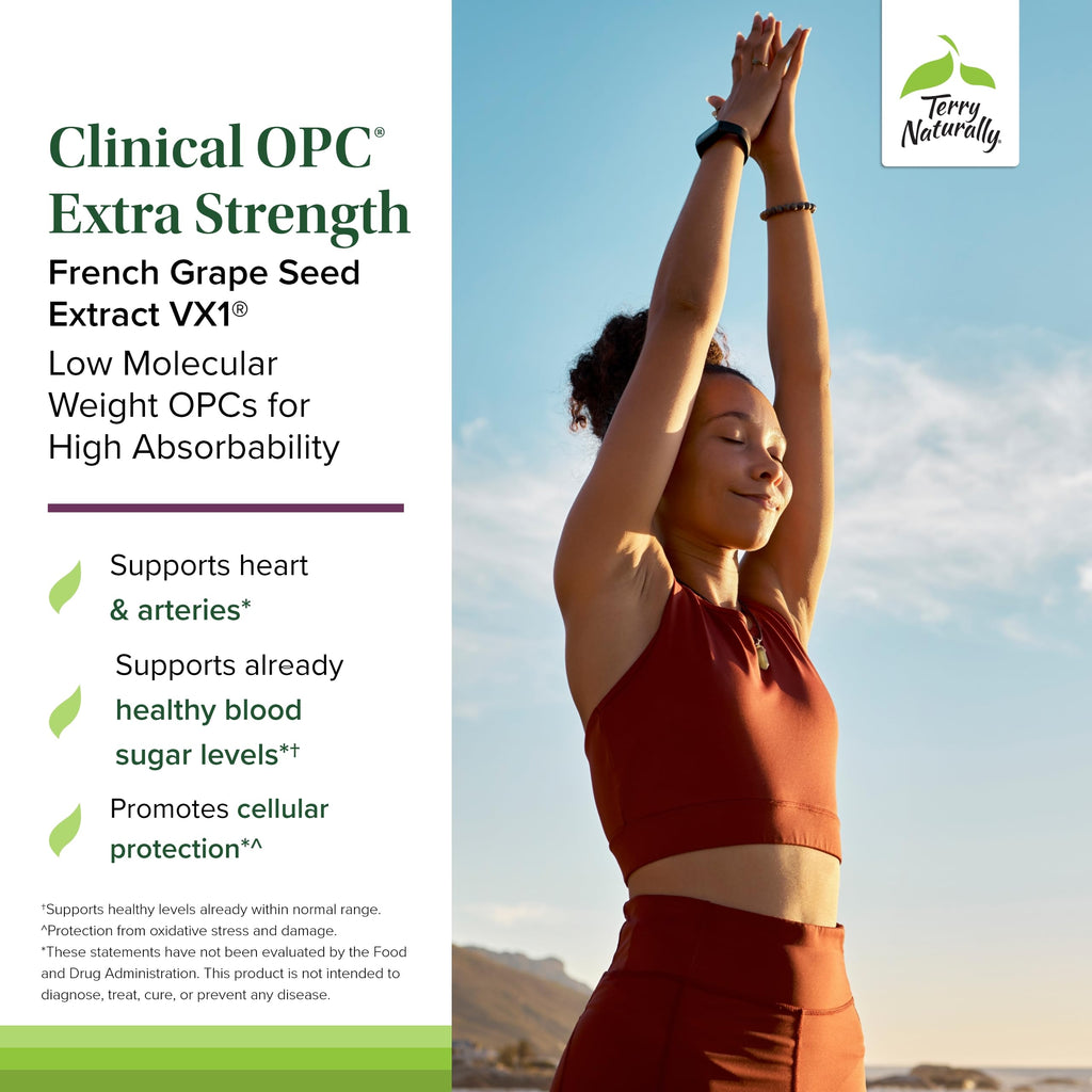Terry Naturally Clinical OPC Extra Strength - Healthy Heart & Artery Support - Aids Brain Health & Function for Focus and Concentration - Offers Antioxidant Activity - 400 mg, 90 Softgels