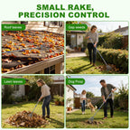 Gixmuoiy Garden Rake for Leaves, Heavy-Duty Small Metal Rake for Lawn, Yard, Garden Beds, Debris & Shrubs, 6 ft Adjustable Handle for Kids and Adults