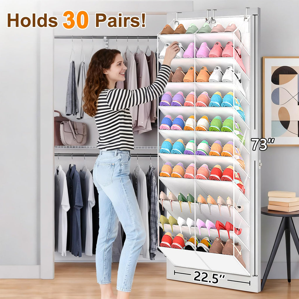 UVIAHOMI 20-30 Pairs Over the Door Shoe Organizer, 10-Tier Door Shoes Rack