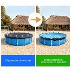Pool Cover Clips Kit and Pool Cover Side Organizer Straps, Heavy Duty Stainless Steel Pool Cover Clamps with Soft PVC Sleeves, Adjustable Pool Cover Straps for Above Ground Pool, Wind Guard Clip Set