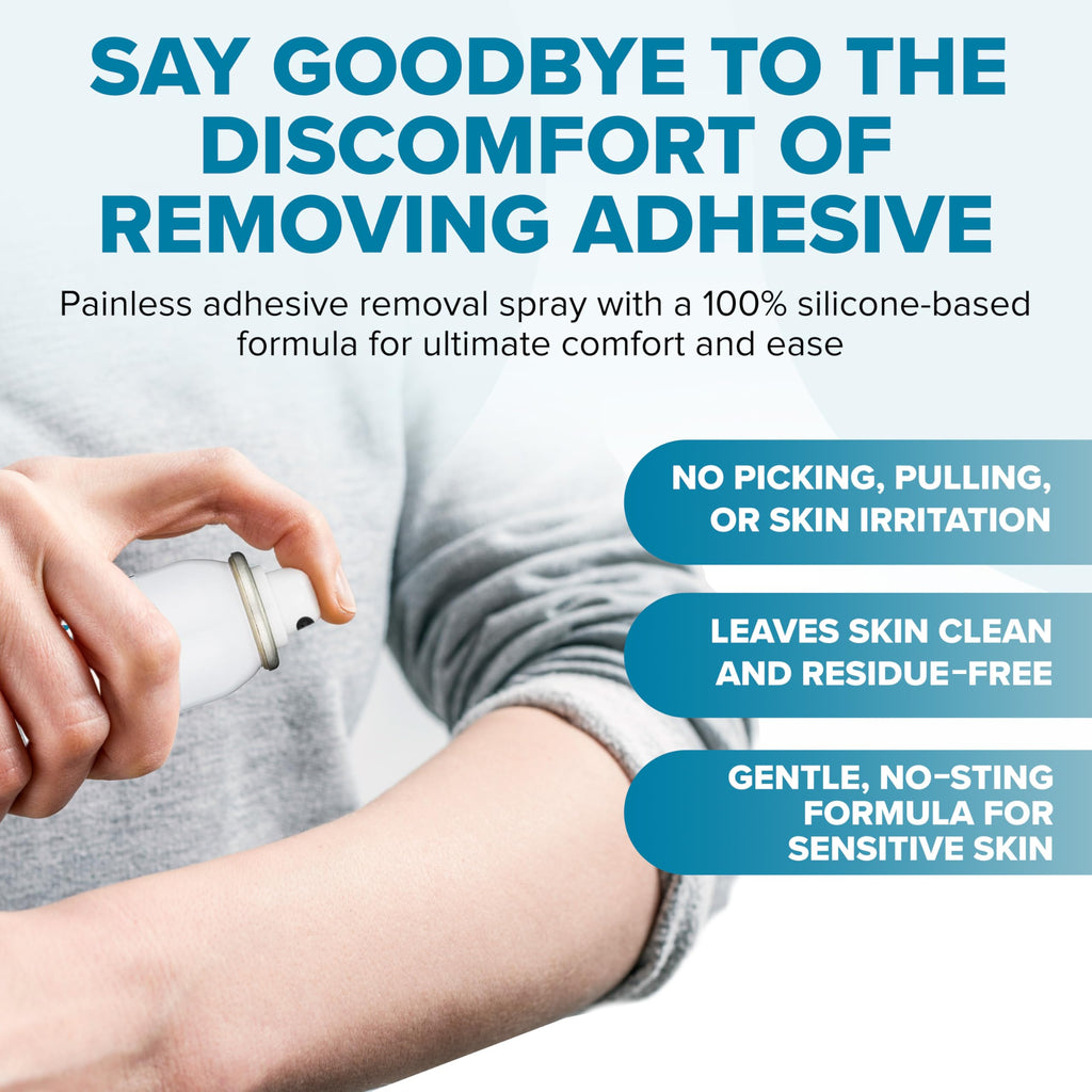 EASEntials Hassle-Free Bandage Adhesive Remover Spray – 100% Silicone-Based Formula - Quick Drying, Odorless, Low-Residue Skin Adhesive Remover - No-Sting for Sensitive Skin & Everyday Use - 50ml