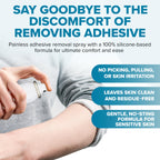EASEntials Hassle-Free Bandage Adhesive Remover Spray – 100% Silicone-Based Formula - Quick Drying, Odorless, Low-Residue Skin Adhesive Remover - No-Sting for Sensitive Skin & Everyday Use - 50ml