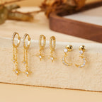 6 Pairs Gold Earrings Set for Women Moon Star Hoop Dangle Dainty Earrings