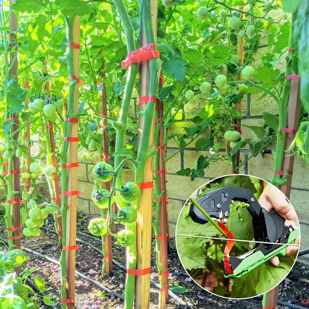 RUKHOOL Upgraded Plant Tying Machine Gun to Tie Up Vine Tomatoes and Grapes Quickly Garden Tape Tool for Gardeners Farmers with SK5 Blade Replacement Garden Tapes and Staples