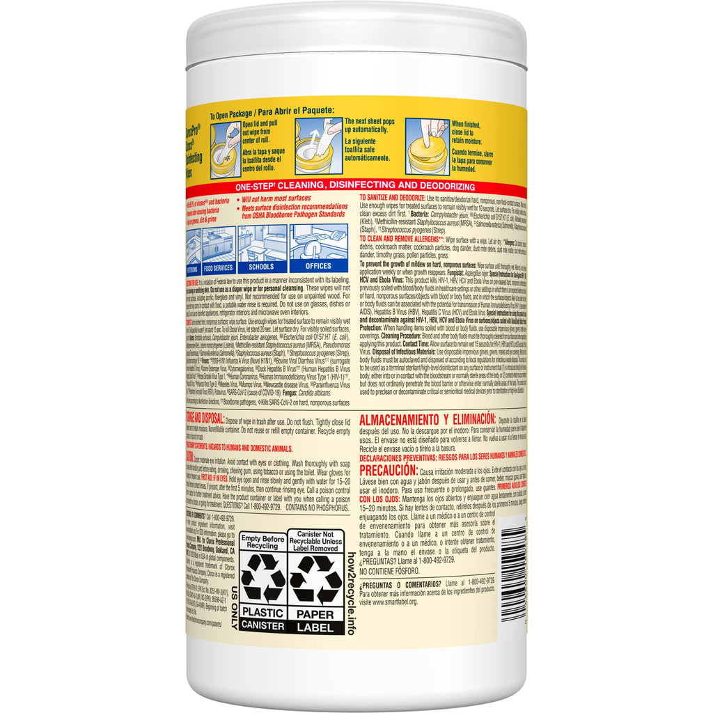 CloroxPro Clorox Disinfecting Wipes, Lemon Fresh, 75 Count (Package May Vary)