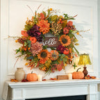 Fall Wreaths for Front Door 24 Inch Autumn Wreath with Sunflowers, Pumpkins