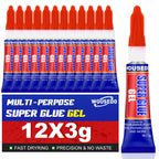 6 x 3g Super Glue Gel, Fast Strong Adhesive, Strong Cyanoacrylate (CA) Glue for Plastic, Metal, Ceramic, Leather, Wood, DIY Crafts and More