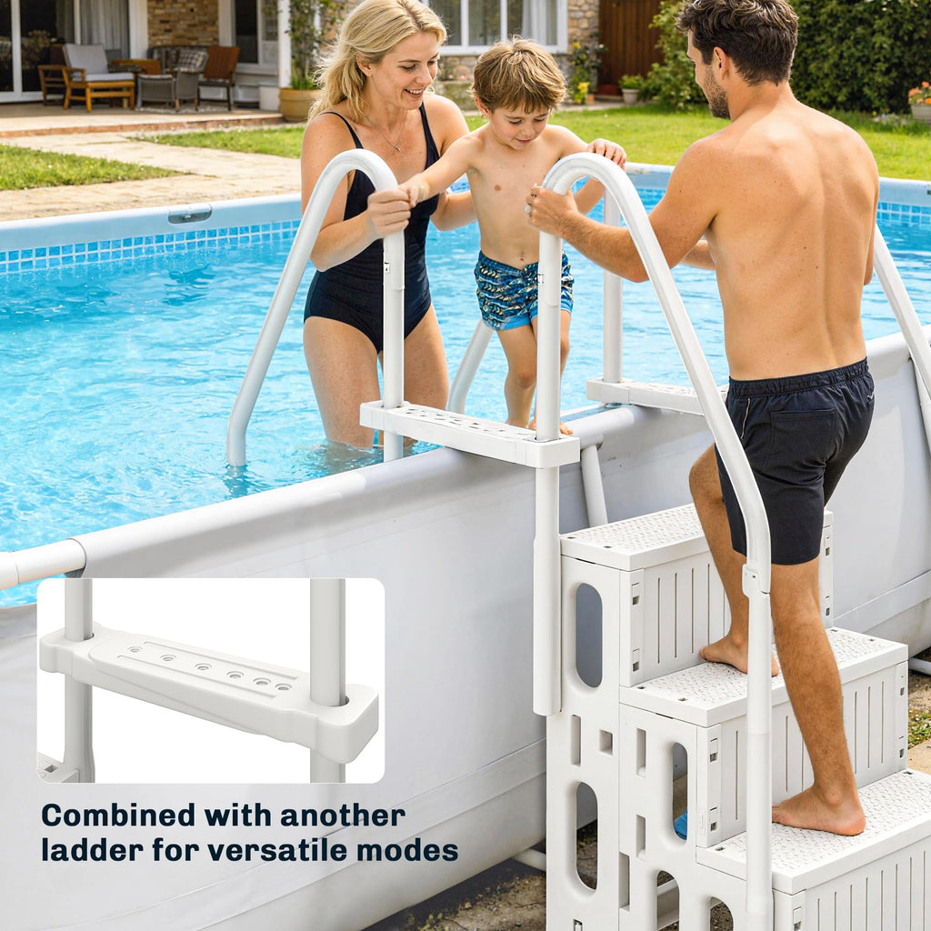 Outsunny 4-Step Swimming Pool Ladder, HDPE with Dual Handrails and Non-Slip Steps for Above Ground Pools, Entry/Exit Ladder, Fits 46.1" - 57.9" High Walls, 396 lbs. Load Capacity White