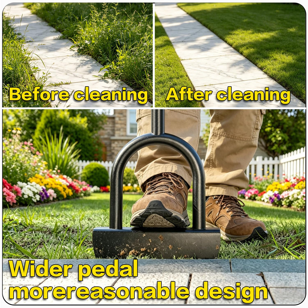 BCJCLTS 43-Inch Edger Lawn Tool, Heavy Duty Lawn Edger, Half Moon Steel Saw-Tooth Blade with Wide Footplate & Ergonomic T-Grip Handle, Manual Border Grass Edger for Lawn, Sidewalk & Garden Landscaping