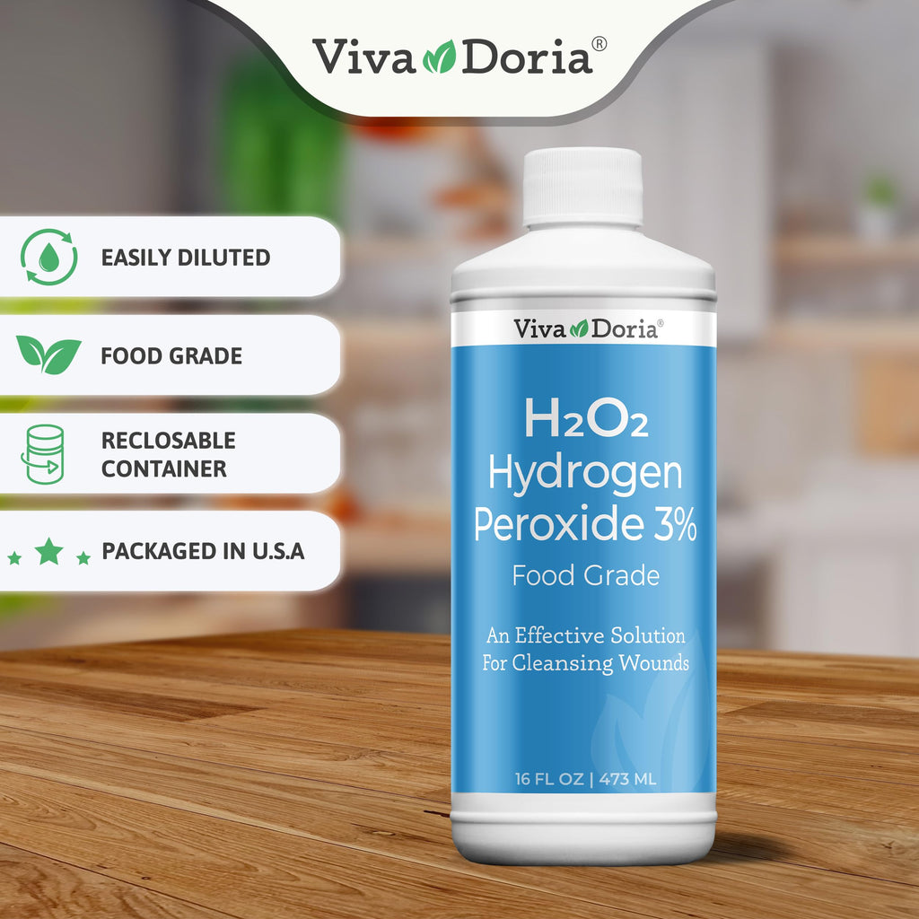 Viva Doria Hydrogen Peroxide 3 Percent, Food Grade, 3% Hydrogen Peroxide Food Grade, 16 Fluid Ounce (4 Pack)