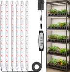 SDOVUERC 16'' 6 Bars Grow Light Strips for Indoor Plants with Auto ON/Off Timer 6/12/18H, 5 Dimmable Levels for Shelves Plant Growing(Pack 1)