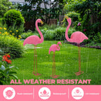 Ohuhu Family Flamingo Yard Ornaments, Set of 3 (32", 31", 19"), Pink
