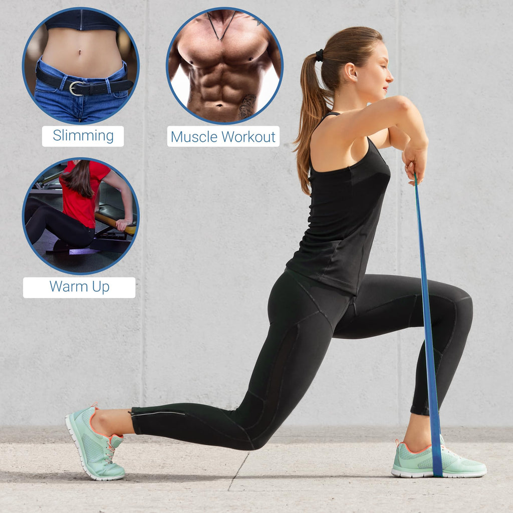TechStone Resistance Bands Set for Men and Women, Pack of 5 Different Levels Elastic Band for Home Gym Long Exercise Workout ��� Great Fitness Equipment for Training, Yoga ��� Free Carrying Bag (Blue)