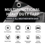 TARPAL Small Tarps 4x6 Feet(2-Pack) Heavy Duty Tarp 10.5Mil Multipurpose Protective Cover Waterproof,Snow or UV Protection,Durable Reinforced Edges,Silver/Black