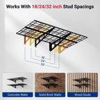 FLEXIMOUNTS 2-Pack 2x4ft 24-inch-by-48-inch Wall Shelf Garage Storage Rack Wall Mounted Floating Shelves, Black, Classic Series