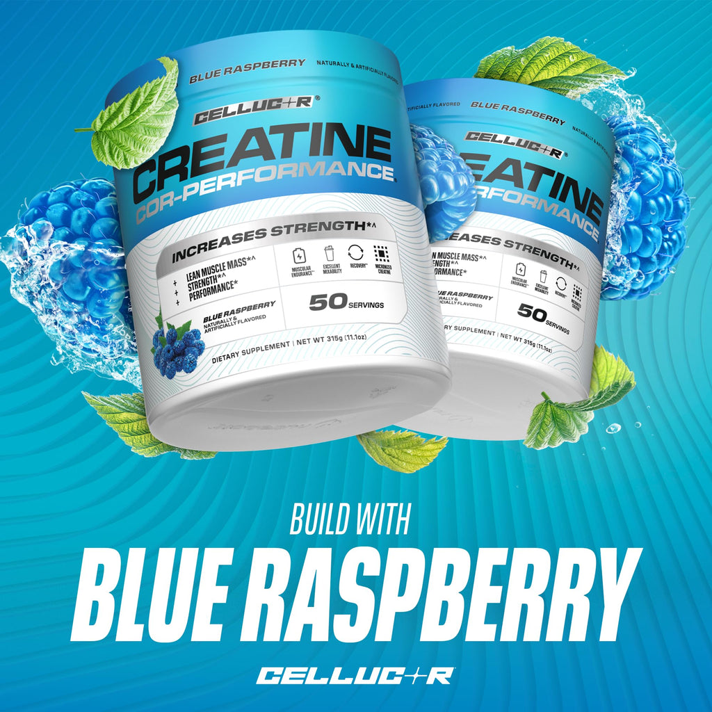 Cellucor Creatine Powder, Blue Raspberry Flavor - Increases Strength, Lean Muscle Mass & Endurance, Micronized Creatine for Fast Absorption, 5g Creatine per Serving, 50 Servings