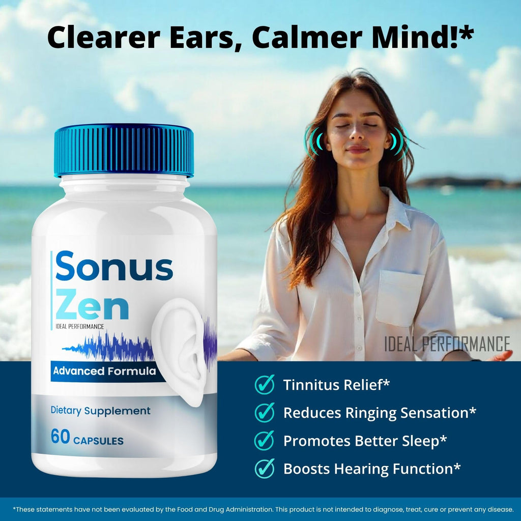 SonusZen Capsules, Official Sonuszen Tinnitus Relief for Ringing Ears Pills, Advanced Ear Health Support Supplement Pills, All Natural for Healthy Ringing Ear, Sonus Zen Pills Reviews (60 Capsules)