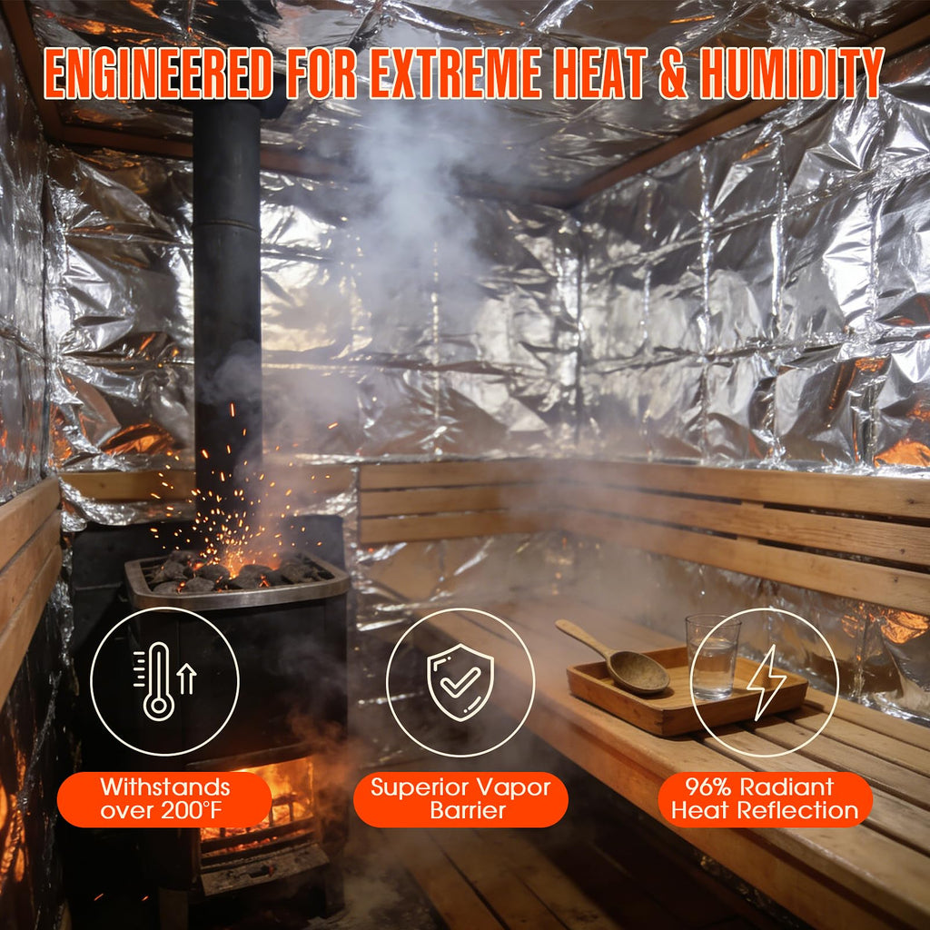 ZXQDRE Sauna Foil Vapor Barrier, 500 sqft Aluminum Insulation Roll Heavy-Duty Non-Perforated Reflective Thermal Barrier for Energy Efficient Sauna, Attic, Garage and Crawl Space (4FT x 125FT)