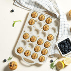 24 Cups Silicone Muffin Pan with Metal Reinforced Frame Mini Size Cupcake Pan Tray Egg Bites Silicone Circle Cookie Molds Muffin Tin Tart Pans Non Stick Toxic Oven Safe Baking Sheet Set