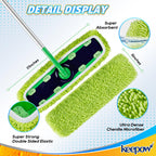 KEEPOW Reusable XL Mop Pads Compatible with Swiffer XL Sweeper, XL Dry Sweeping Cloths, XL Wet Mopping Cloths, Washable Microfiber XL Wet Pads Refills for Surface/Hardwood Floor Cleaning, 8 Pack