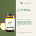 MD Prescriptives DHEA 25mg Dietary Supplement - Micronized from Natural Wild Yam - Supports Bone Health & Hormone Balance* - Suitable for Vegetarians - Just One Capsule Daily - 60 Capsules