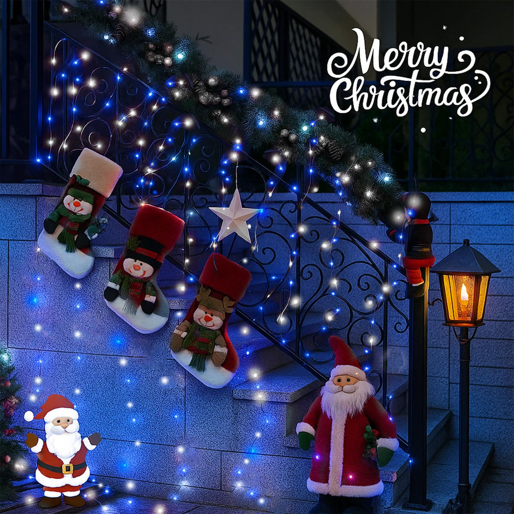 Extra-Long 144FT Solar String Lights for Outside, 2 Pack 400LED Solar Fairy Lights Outdoor Waterproof, Copper Wire with 8 Modes Solar Powered Twinkle Lights for Tree Party Xmas Decor (Blue and White)