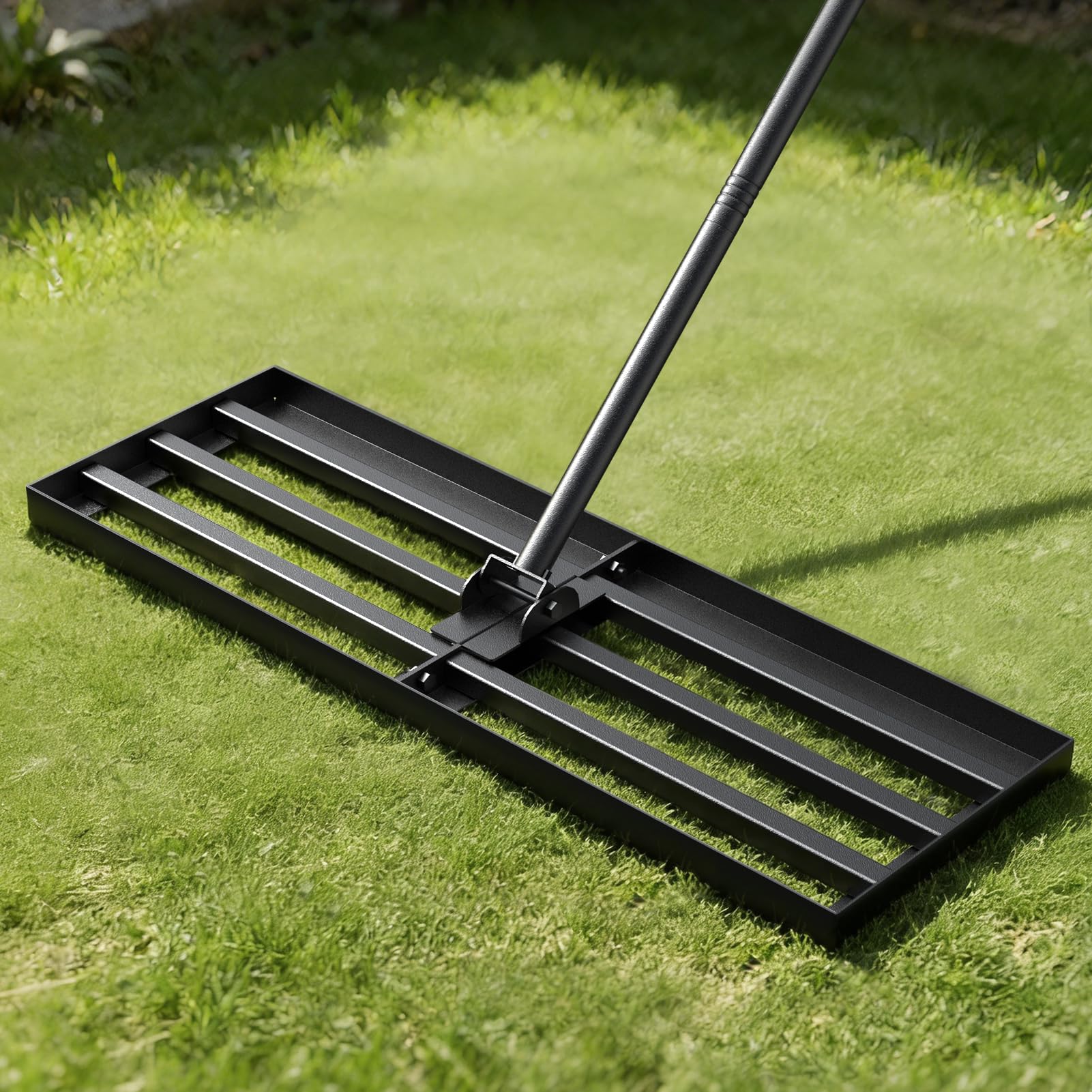 Strifuture Lawn Leveling Rake 30x10 Inch - Adjustable 47-77 Inch Handle, 180° Rotating Head, Heavy-Duty Rust-Resistant Steel for Lawns, Golf Courses, Driveways