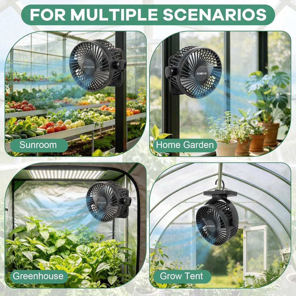 Grow Tent Fan 6”, Magnetic Fan for Greenhouse Plant with Brushless Motor and Hook, 3 Speeds Strong & Quiet Airflow, LED, Timers, 720° Adjustable Airflow Angle for Hydroponics Circulation Cooling