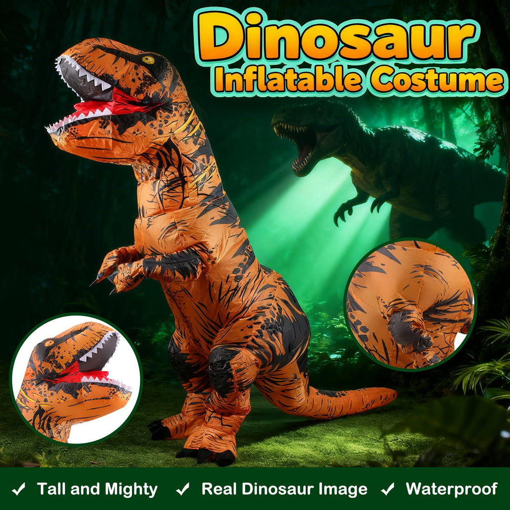 JASHKE Inflatable Dinosaur Costume Adults, Halloween Blow up T-Rex Costume