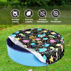 Ladadee Foldable Round Dog Swimming Pool Cover, for 32 "/63“/48” Collapsible Outdoor Tub, PVC Coating Waterproof and UV Protection, Leakproof Washable Kiddie Pet Small Paddling Bath Accessories