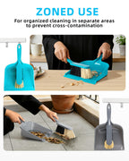 MR.SIGA Dustpan and Brush Set, Pack of 2 Set, Blue & Grey