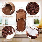 Jecery 4 Pair Washable Microfiber Mop Slippers Detachable Dusting Shoes for Floor Cleaning, Office & Home Use Suitable for Women & Men(Blue,Beige,Brown, White,M Size)
