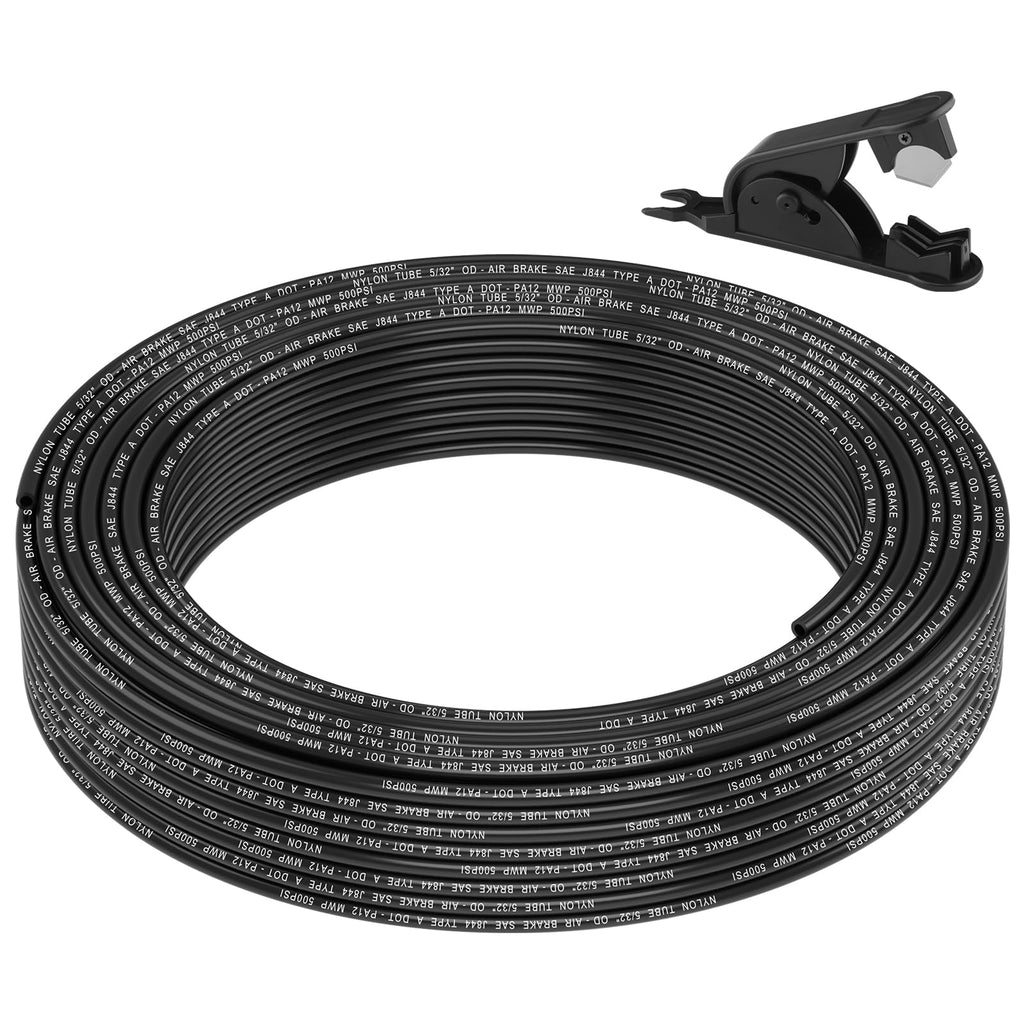 Boeray 5/32" DOT Air Line, 100FT SAE J844 PA12 Nylon Air Tubing with Cutter