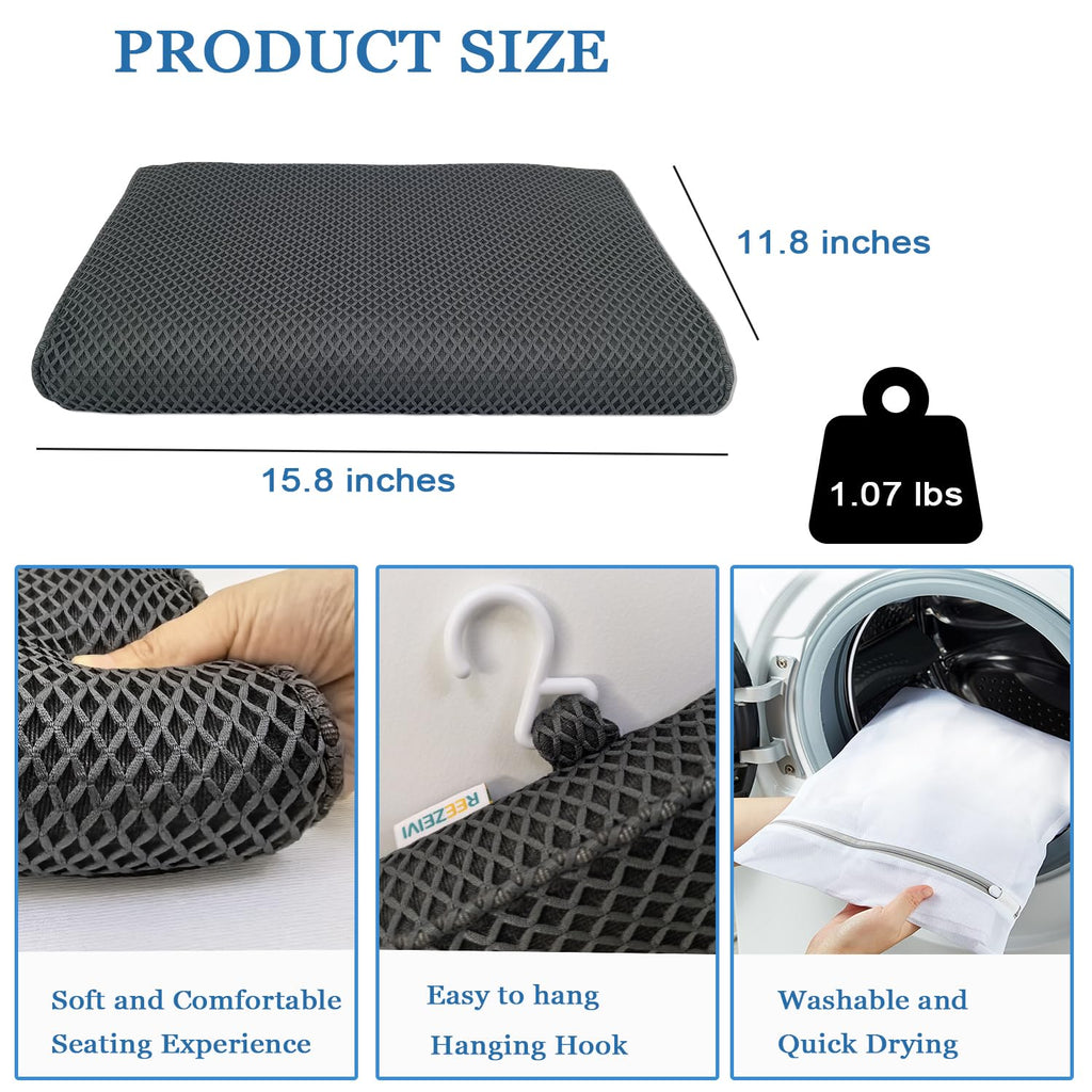 REEZEIVI Shower Seat Cushion with Non-Slip Silicone Bottom,Soft 4D Mesh Fabric,Bathtub Chair Pad for Elderly,Quick Drying and Washable Shower Seat Mat, Design for Elderly, Senior, Handicap,Disabled