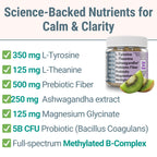 L-Tyrosine L-Theanine Methylated Vitamin B Complex Magnesium Glycinate Probiotic Fiber for Kids Adults Men Women w. Chicory Root Inulin 5-MTHF B12 P5P B6 B9 B5 B3 Powder Capsule Pill Supplement Alt