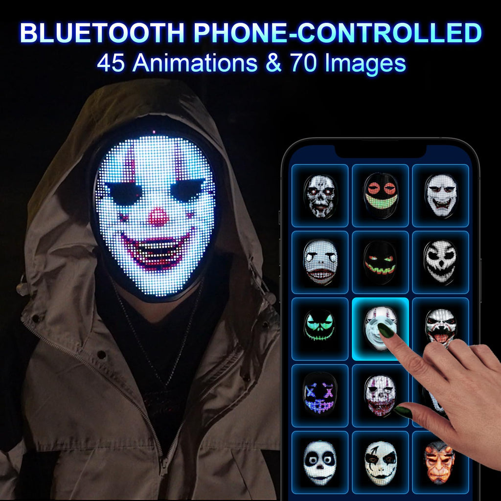 Gootus Face Transforming LED Mask with App Controlled - Halloween Costumes for Kids, Light Up Mask with Gesture Sensing, Boys Toys Gifts for Birthday Costume Christmas