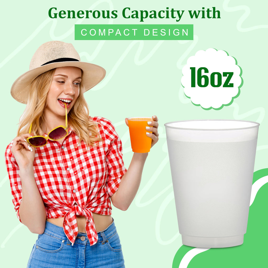 Concession Essentials – 16oz Frost Flex Plastic Cups – Shatterproof Reusable Drinkware for Parties, Weddings & Events – 25 Pack