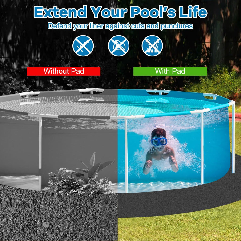 Gonioa 10 FT Pool Pad for Above Ground Pools, Pool Liner Pad Under Pool Mat for Above Ground Swimming Pools or Hot Tub Mat, Under Pools Ground Pad