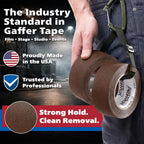 Gaffer Power Brown Gaffer Tape 2” x 30 Yards – Made in USA, Professional Grade, No Residue, Non-Reflective Matte Cloth Tape for Stage, Photography & Cable Management
