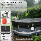 QH.HOME 550D 16x10 Ft Oval Pool Cover [Upgraded Tear Resistant & Quadruple Windpoof] wth Pre-Installed Patented Winch and Rope,Pool Covers for Above Ground Pools Oval-Snug Fit & Waterproof Protection