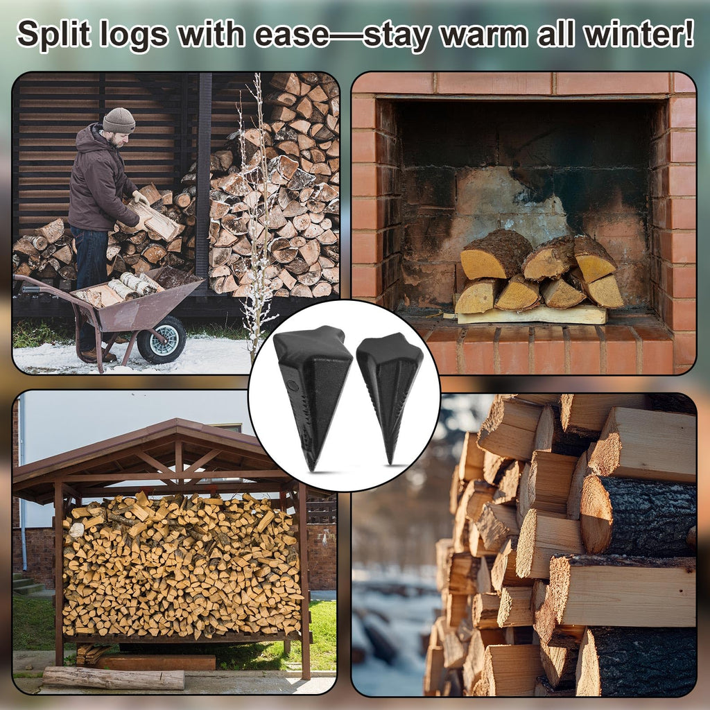 Otoolling 4 & 5 Lbs 2 Pcs Wood Splitting Wedges Manual Log Splitter, Black