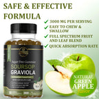 Soursop Leaves & Soursop Fruit Gummies - Sugar Free Soursop Graviola Gimmies - 3000mg Max Strenght Soursop Extract - Graviola Supplement - Soursop Fruit and Leaf - 60ct - Non-GMO – Vegan Friendly
